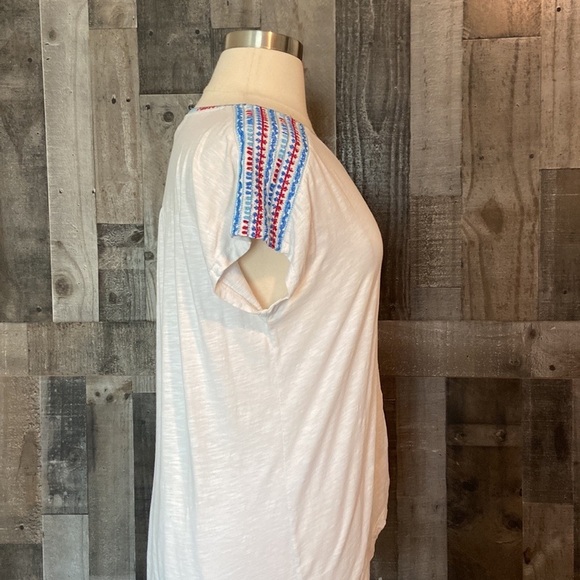 Style & Co red white and blue top large floral summer holiday 4th of July party - Picture 10 of 12